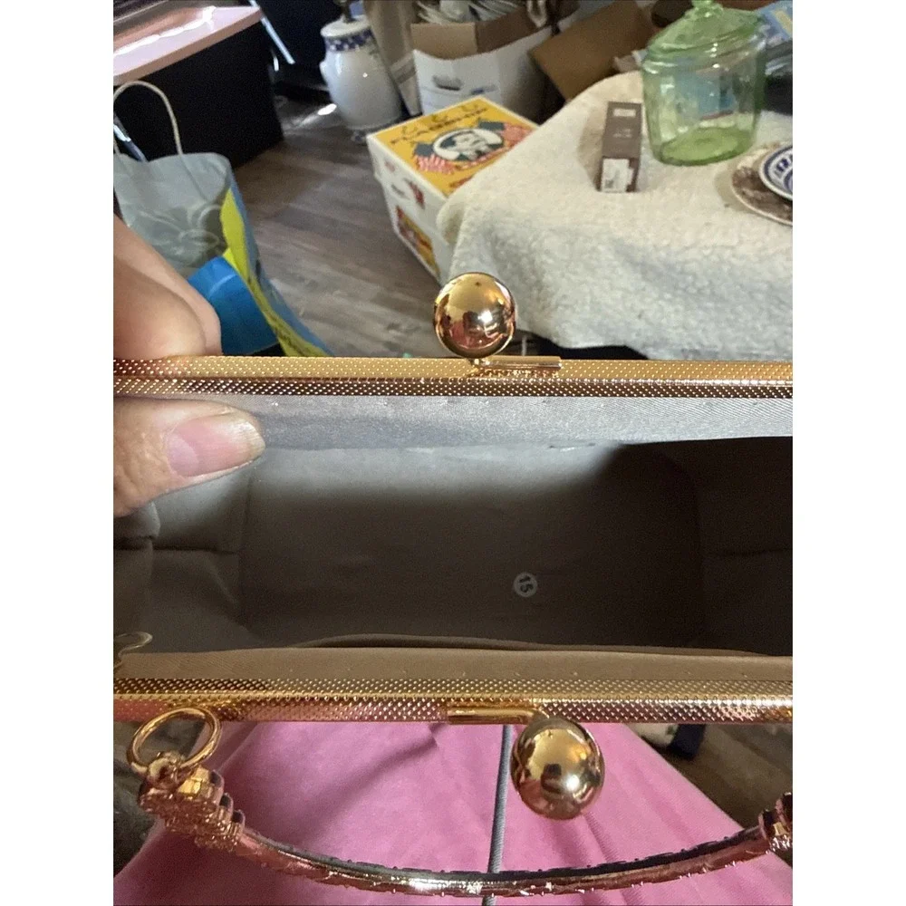 Off Park Collection Gold Antique Tone Peacock Fabric Convertible Handbag NEW
